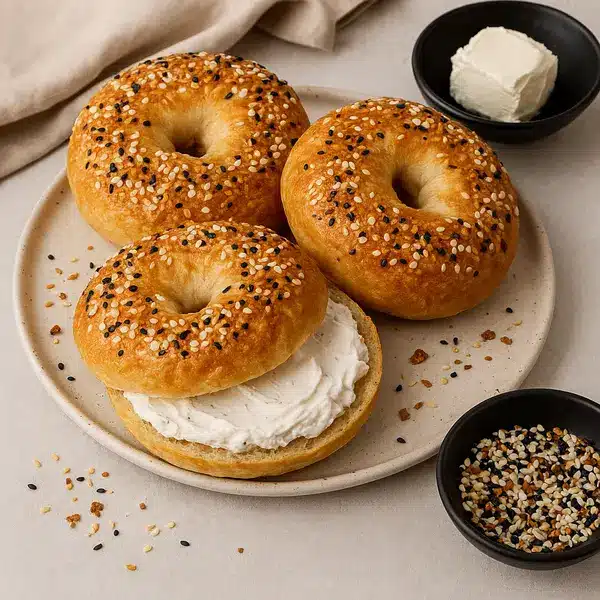 Cottage Cheese Bagels You’ll Love: A High-Protein, 3-Ingredient Wonder 9 Sliced Cottage Cheese Bagel spread with cream cheese.