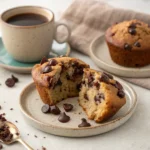 Chocolate Chip Protein Muffins: Everyone Love | Easy & High Protein 5 chocolate chip protein muffins cooling on rack in kitchen