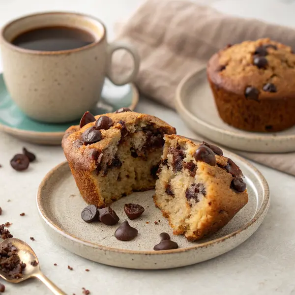 Chocolate Chip Protein Muffins: Everyone Love | Easy & High Protein 7 chocolate chip protein muffins cooling on rack in kitchen