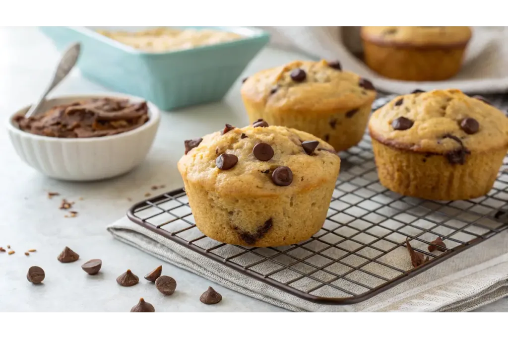 warm chocolate chip protein muffin