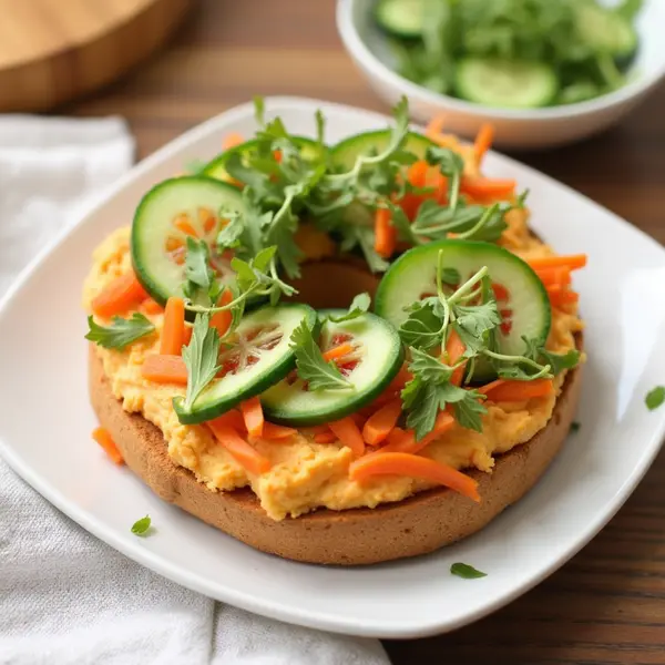 5 Bagel Toppings: The Best Deliciously Easy Ways to Power Your Day 11 Bagel toppings with hummus, carrots, and cucumber