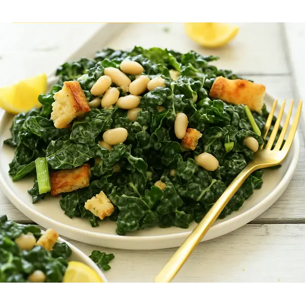 kale and white bean salad with tahini dressing