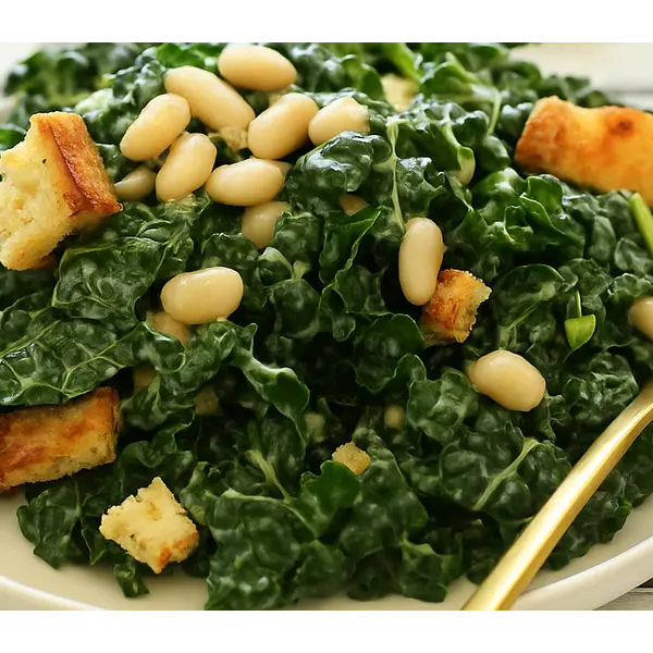 Kale And White Bean Salad with Tahini Dressing– Energize With 14g Protein 7 kale and white bean salad served with parsley and tahini