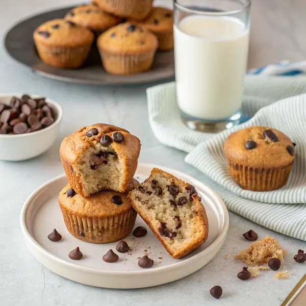Chocolate Chip Mini Protein Muffins: 5 Reasons Moms Love them 7 chocolate chip mini muffins served on a plate