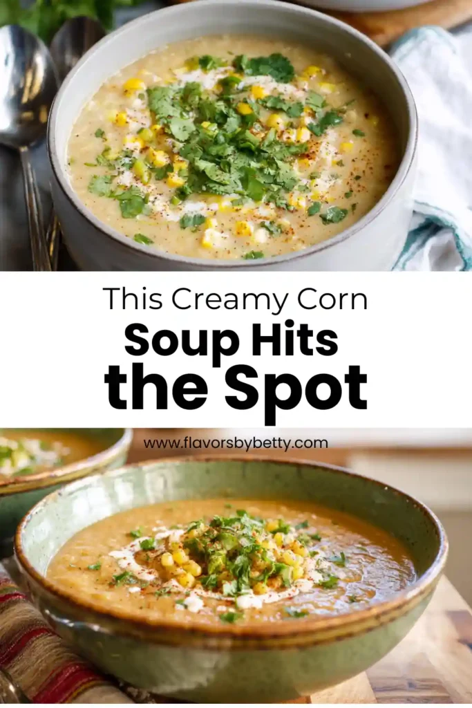 Irresistibly Creamy Mexican Street Corn Soup | High‑Protein, Flavorful & Cozy 3 creamy Mexican corn soup with cilantro, lime wedge, and cotija cheese in white ceramic bowl