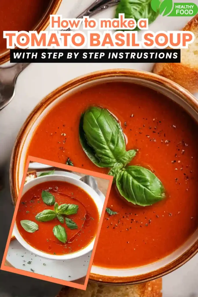 Tomato Basil Soup 7 creamy tomato basil soup topped with fresh herbs and served with toasted bread