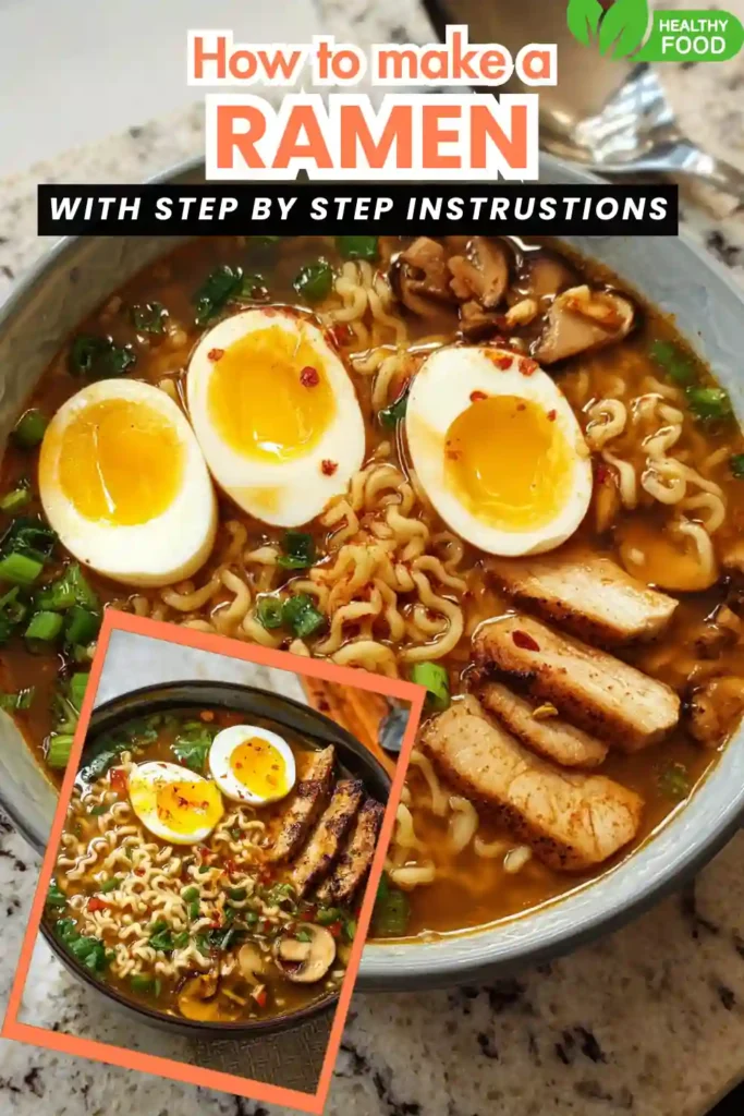 Homemade Ramen 6 Ramen bowl with soft eggs, grilled pork, mushrooms, and green onions