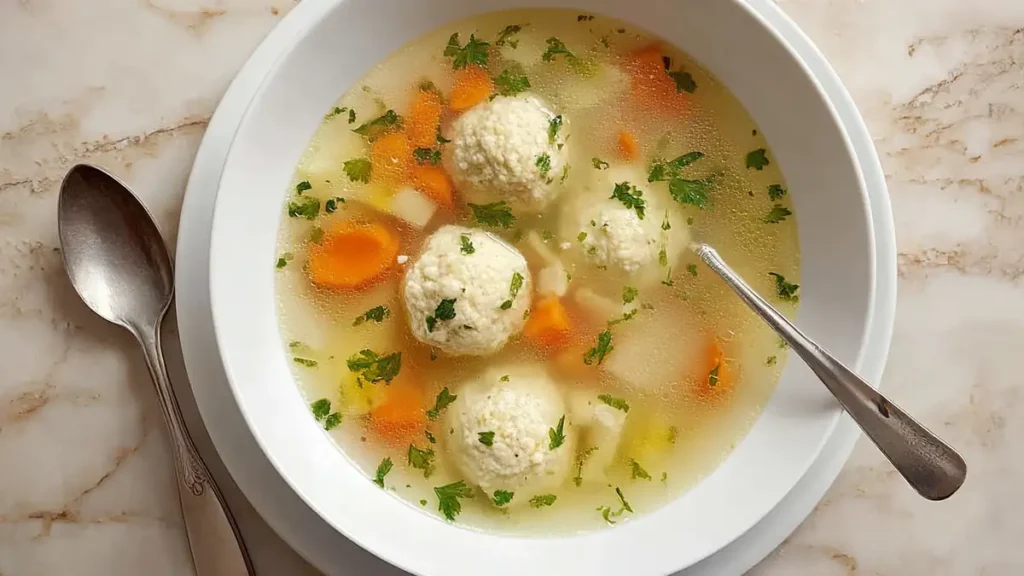 Matzo Ball Soup Recipe 5 traditional matzo ball soup with carrots, parsley, and clear broth