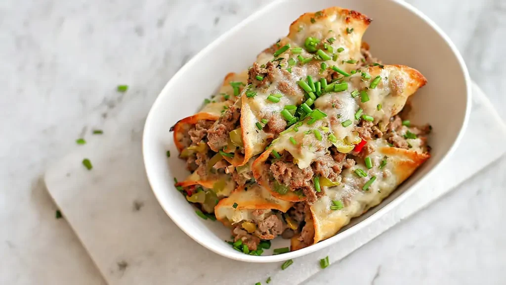 Keto Philly Cheesesteak Roll Ups 4 Crispy cheesesteak egg rolls with ground beef, peppers, and melted cheese