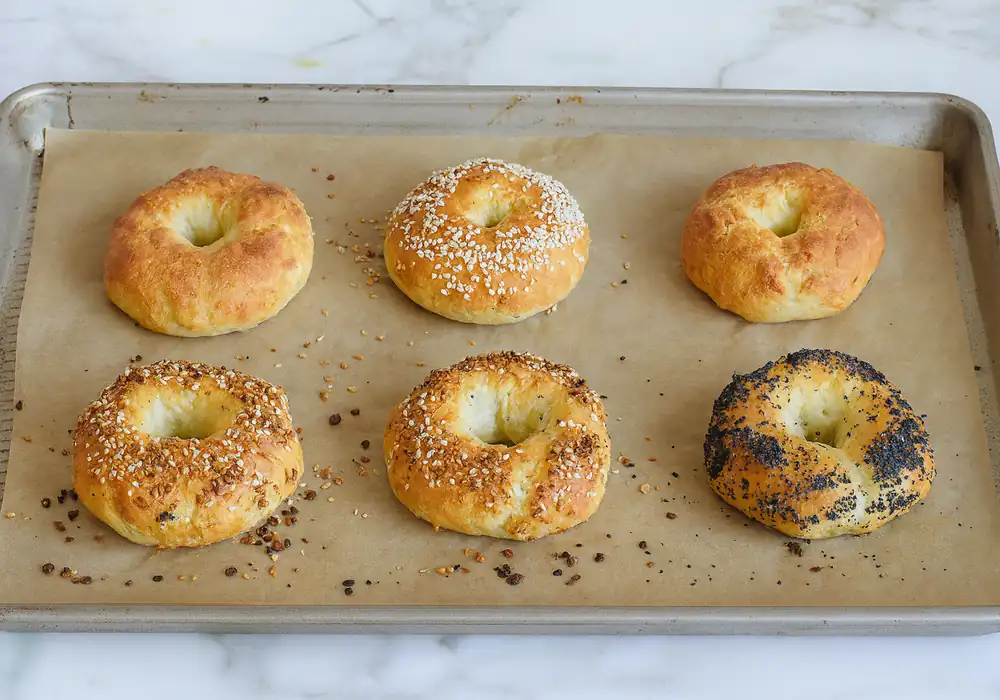 High Protein Bagel with Greek Yogurt Recipe You’ll Actually Crave 28 bagel baked tray 1000x700 1