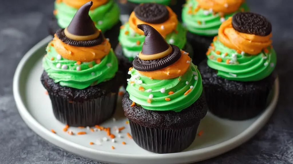 Witch Hat Cupcakes 4 Delicious Witch Hat Cupcakes decorated for Halloween