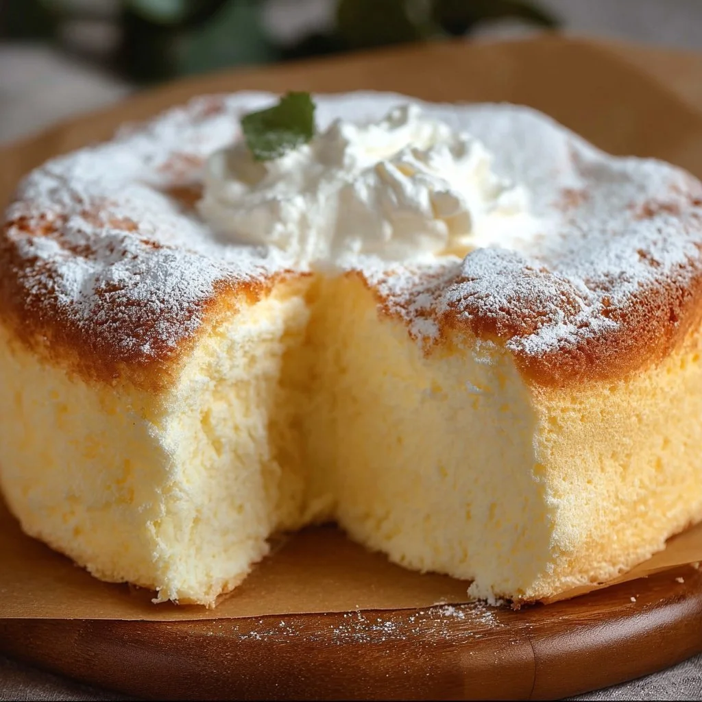 Home 1 Delicious light and fluffy yogurt cloud cake topped with fresh berries