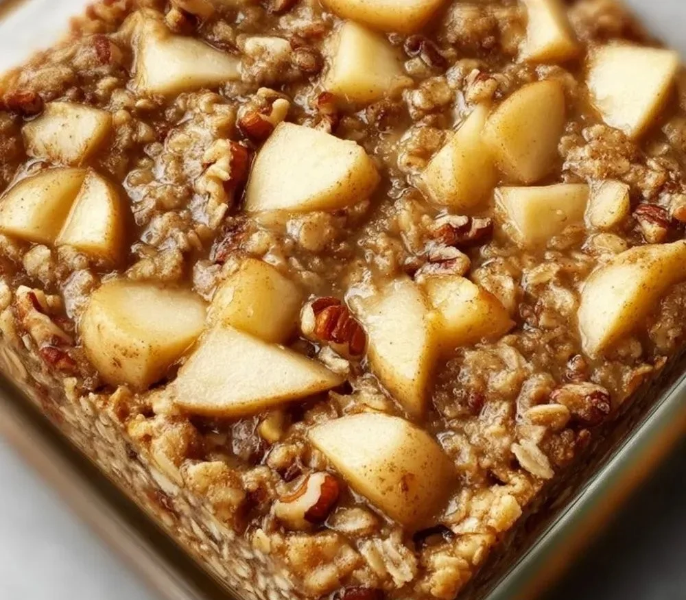 Baked oatmeal with apples, a healthy breakfast option for families.
