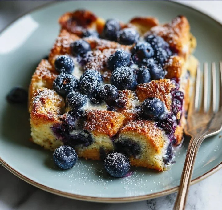 Home 4 Delicious blueberry French toast casserole baked to perfection