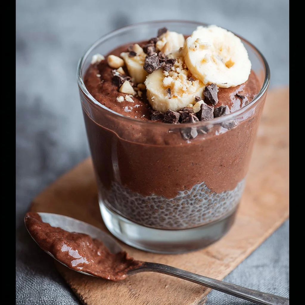 Delicious high-protein chocolate chia seed pudding served in a bowl