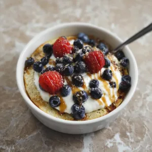 30-minute pancake protein bowl with 5g protein, healthy breakfast option