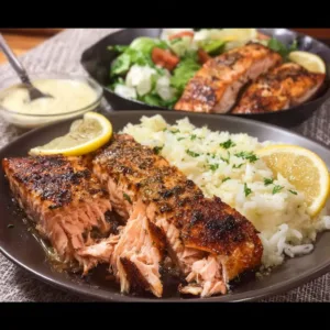Delicious Texas Roadhouse Salmon with 34g protein served on a plate