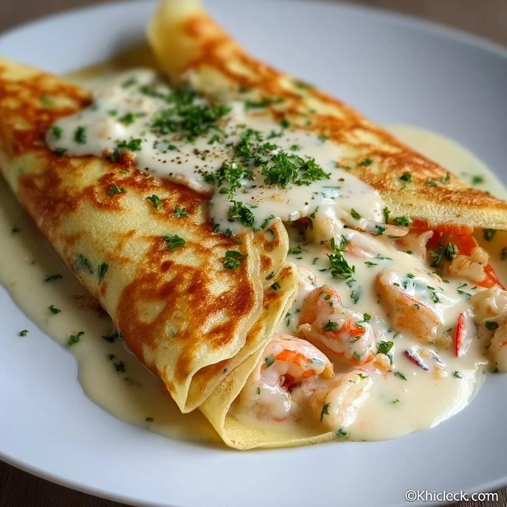 Delicious seafood crepes made with 5 ingredients, perfect for a quick meal.