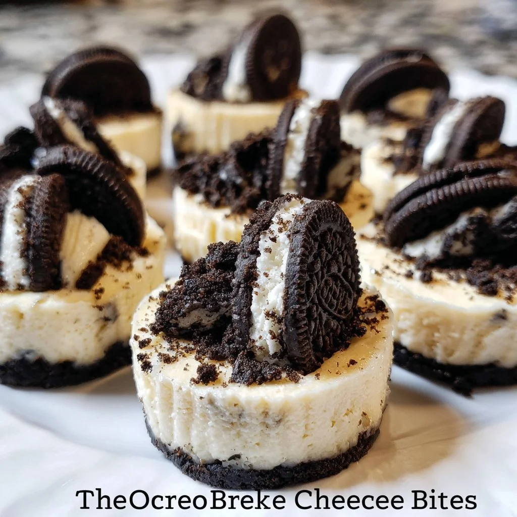 Delicious Oreo Cheesecake Bites topped with chocolate and Oreo crumbs