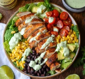 High-Protein Southwest Chicken Salad with Avocado Ranch Dressing