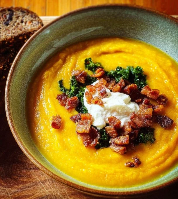 Mediterranean Kale and White Bean Soup with Sausage in a bowl