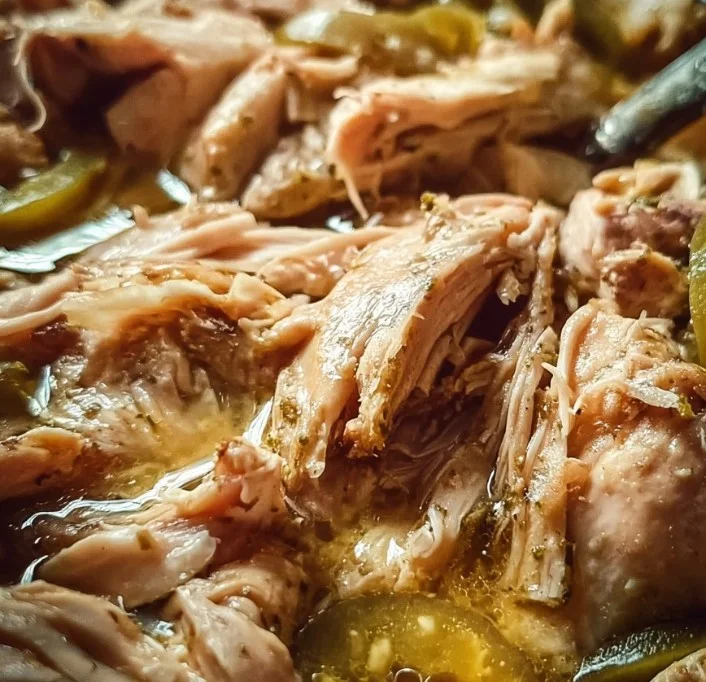 Slow Cooker Mississippi Chicken recipe with tender chicken and zesty flavors