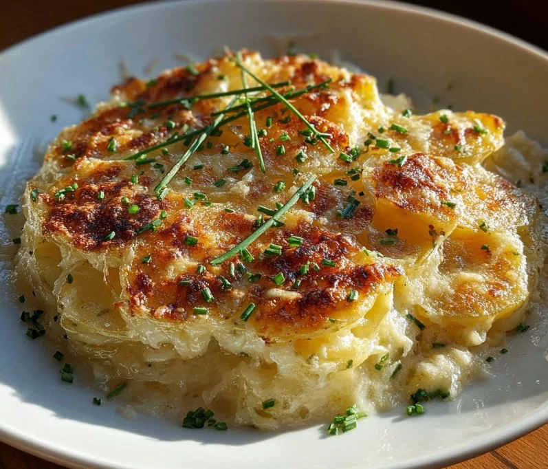Creamy Potatoes Romanov baked with a golden crust