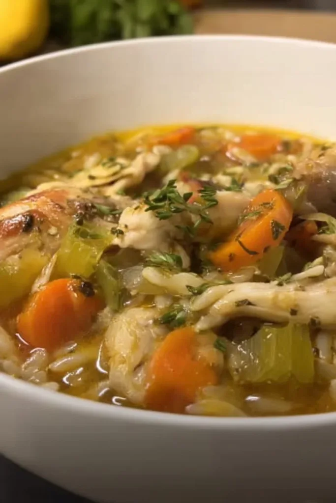 Lemon Garlic Chicken served over fluffy rice, garnished with herbs.