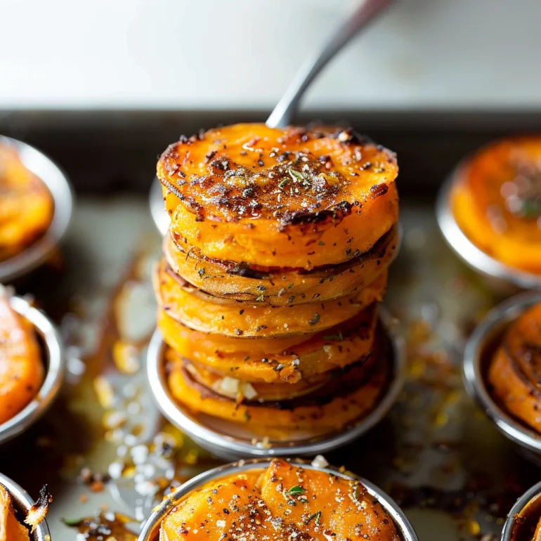 Easy Garlic Butter Sweet Potato Stacks Recipe - Baked in Muffin Tins 2 image 199