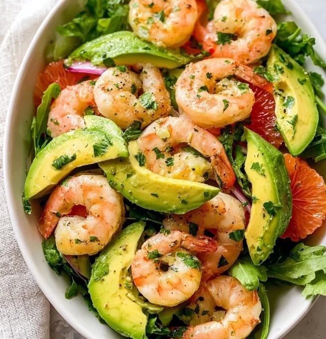 Citrus Shrimp Salad with avocado for a healthy summer meal