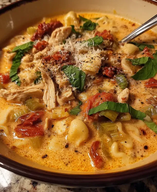 Delicious Creamy Sun-Dried Tomato Chicken Soup Recipe for Comfort 2 image 490 e1778546170296