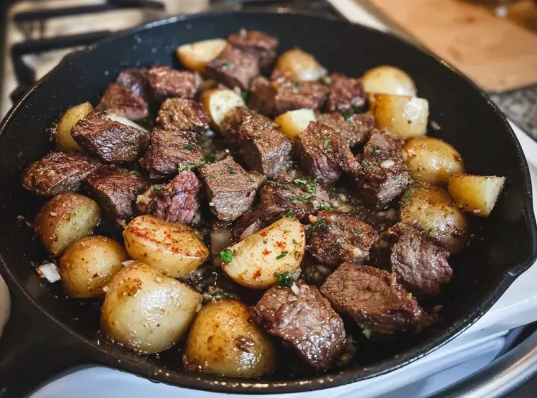 The best Garlic Steak Bites and Potatoes Recipe for a Quick Dinner 2 image 498 e1778549149479