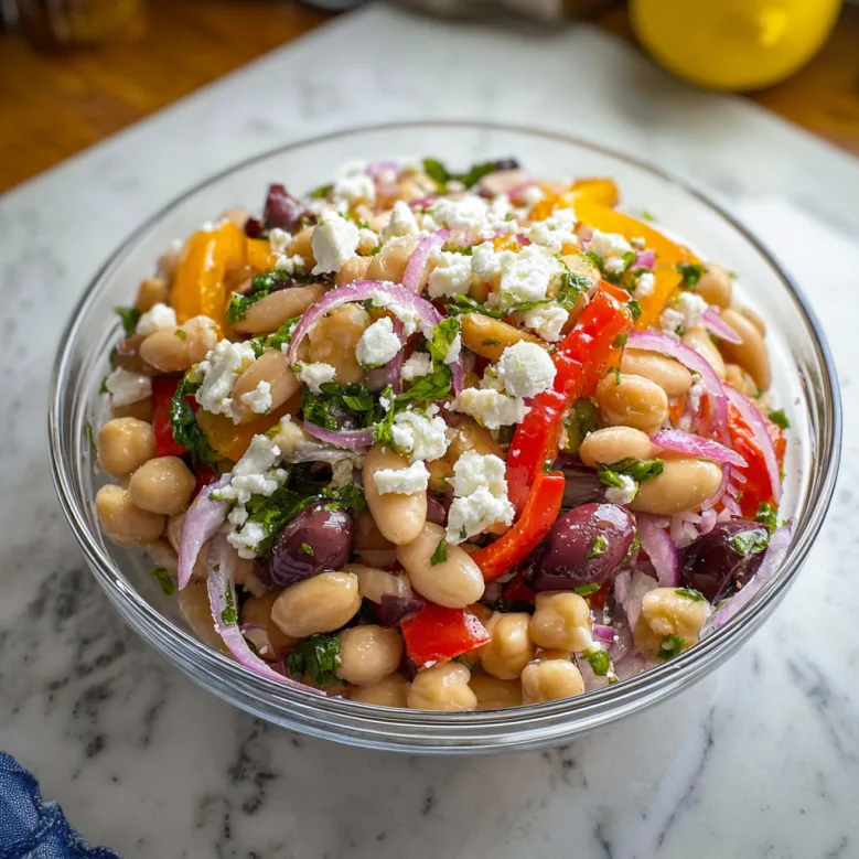 Easy Greek Bean Salad with Marinated Beans Recipe | Flavors by Betty 2 image 511
