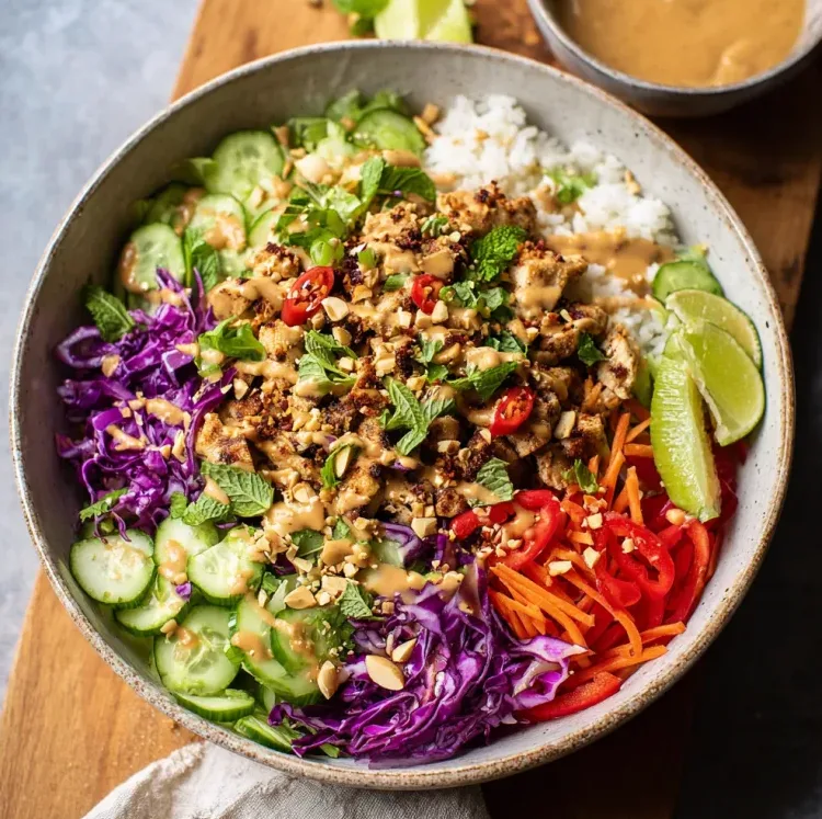 Chicken Crispy Rice Salad with Peanut Dressing – Easy Healthy Meal 2 image 644 e1779115133174