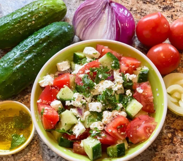 Vibrant Tomato Cucumber Feta Salad Recipe - Easy & Refreshing Side Dish 2 image 648 e1779116593569