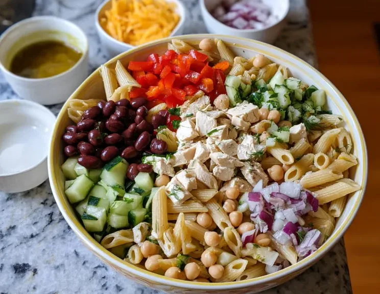 Delicious High Protein Pasta Salad Recipe for Healthy Meals 2 image 654 e1779119085233