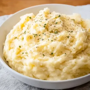 Creamy three cheese mashed potatoes served as a delicious side dish