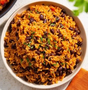 Bowl of Mexican rice and beans served as a quick dinner option
