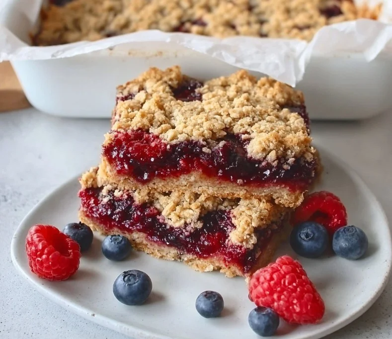 Healthy gluten-free oatmeal bars topped with fruits and nuts