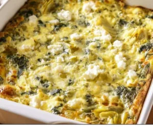 Healthy high protein spinach artichoke bake recipe for meal prep