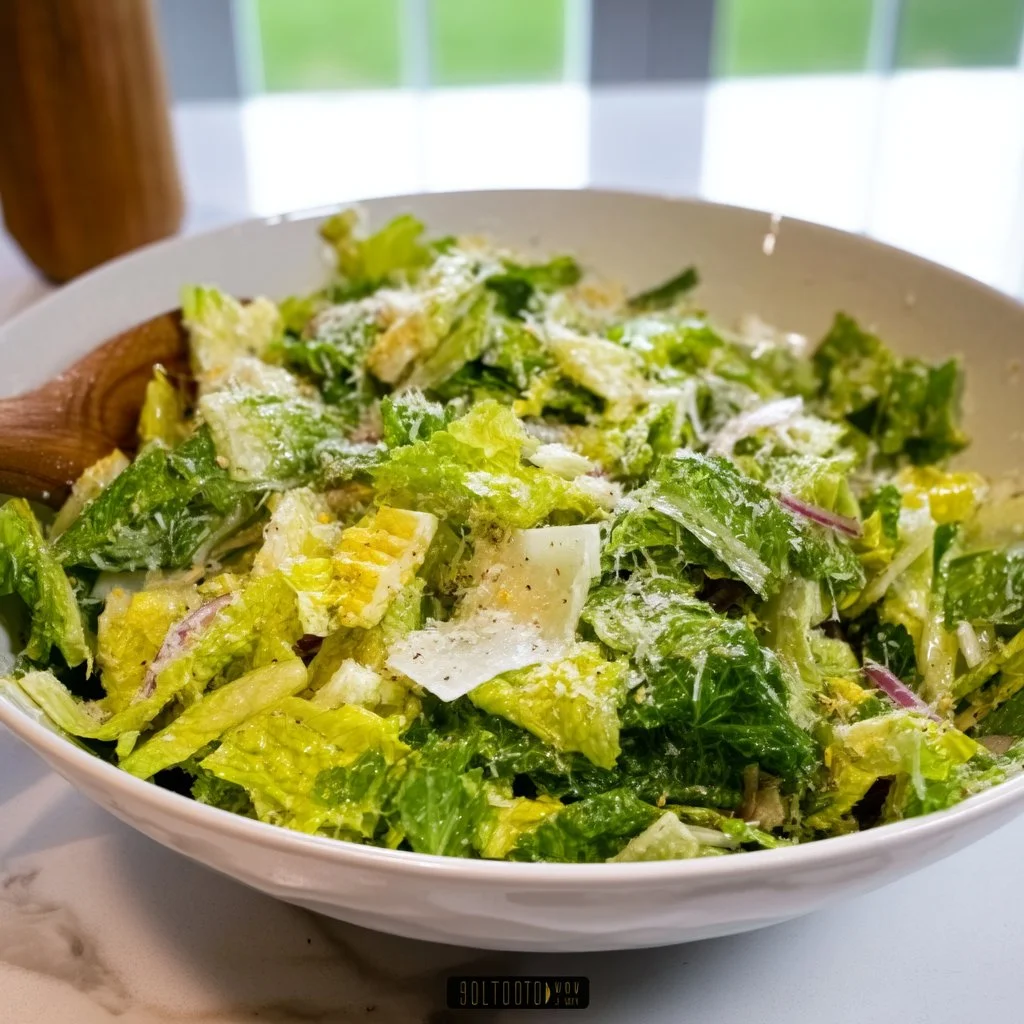 Quick Lemon Parmesan Lettuce Salad with fresh greens and zesty dressing