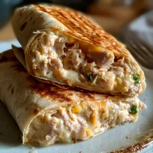 Healthy 25g protein tuna melt wrap for lunch with fresh ingredients