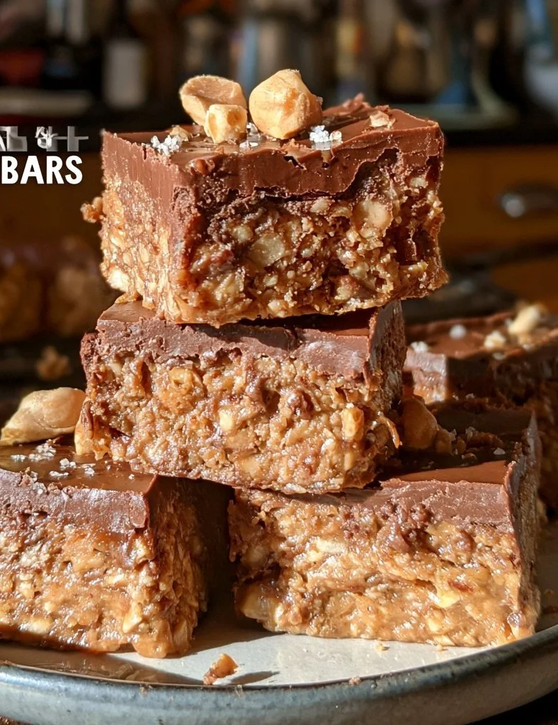 No bake crunch bars recipe, perfect for freezing and enjoying later